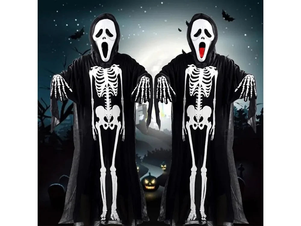 Skelett Kostüm Damen Kinder Halloween Karneval Verkleidung Cosplay Jumpsuit 🎃👻