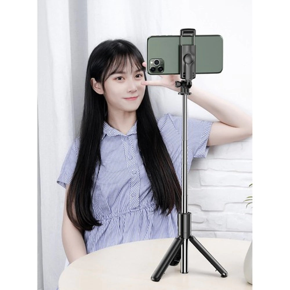 2in1 Bluetooth Selfie Stick & Stativ mit Fernbedienung – Kompakt, 360° drehbar & kompatibel mit iOS & Android