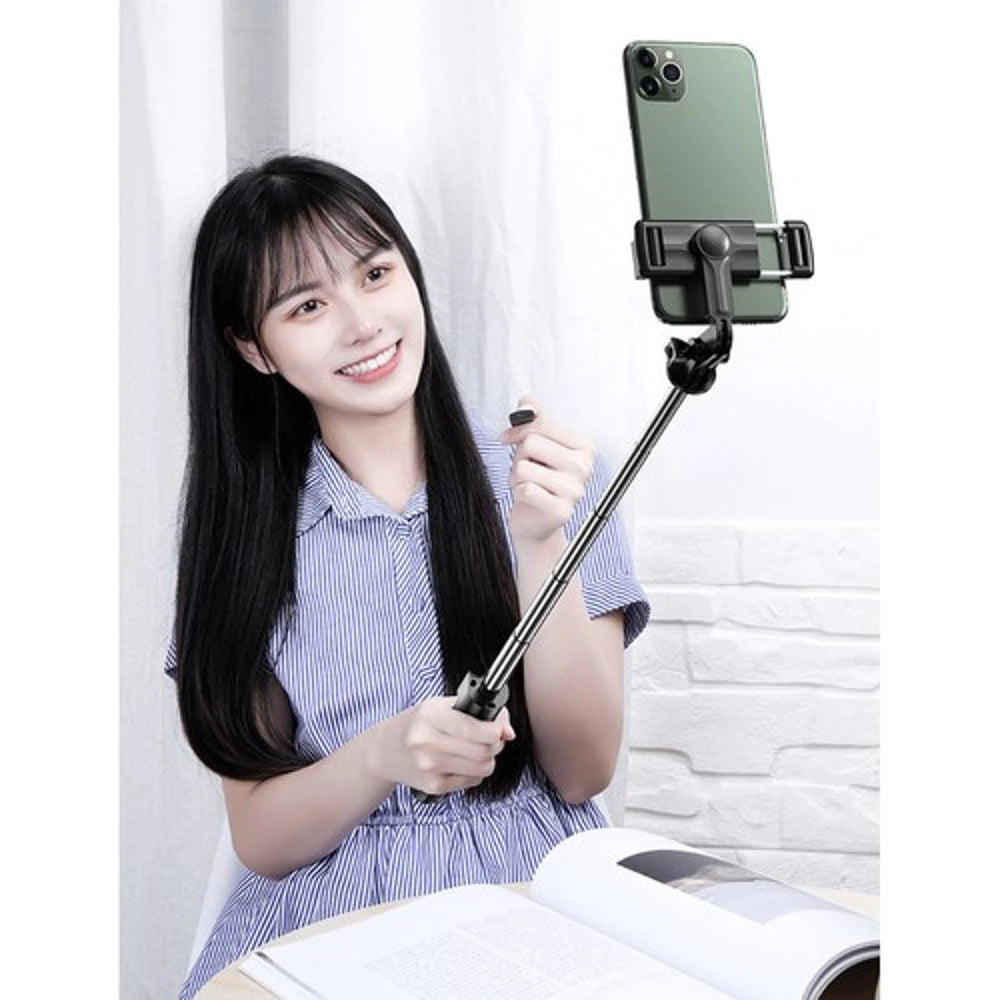 2in1 Bluetooth Selfie Stick & Stativ mit Fernbedienung – Kompakt, 360° drehbar & kompatibel mit iOS & Android