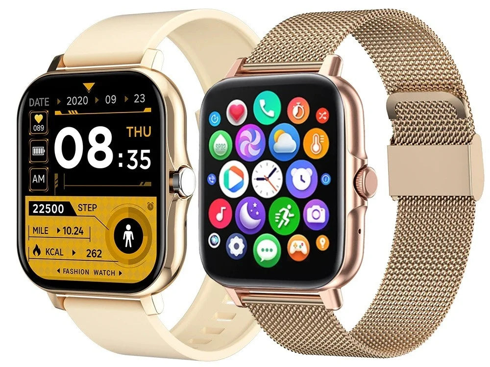 Smartwatch Damen Herren Bluetooth Telefonieren Sportuhr Fitness Tracker Gold  5907451378137