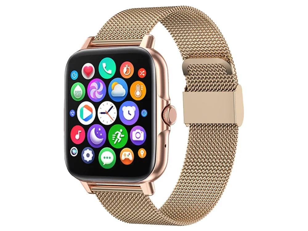 Smartwatch Damen Herren Bluetooth Telefonieren Sportuhr Fitness Tracker Gold  5907451378137