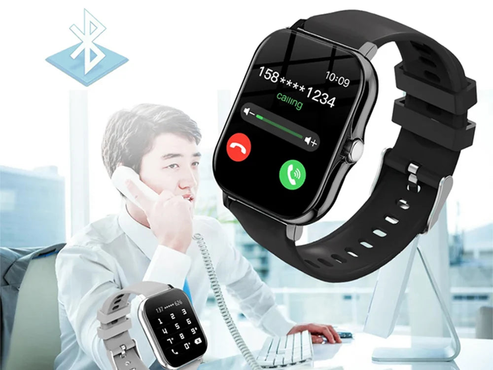 Smartwatch Herren Damen Bluetooth Telefonieren Sportuhr Fitness Tracker Schwarz