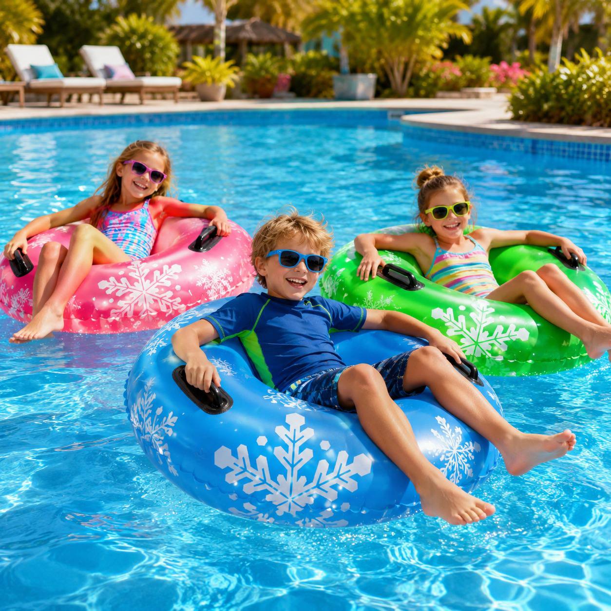 Snow Tube Aufblasbar Schneereifen mit Griffen Schwimmring für Schnee & Wasser