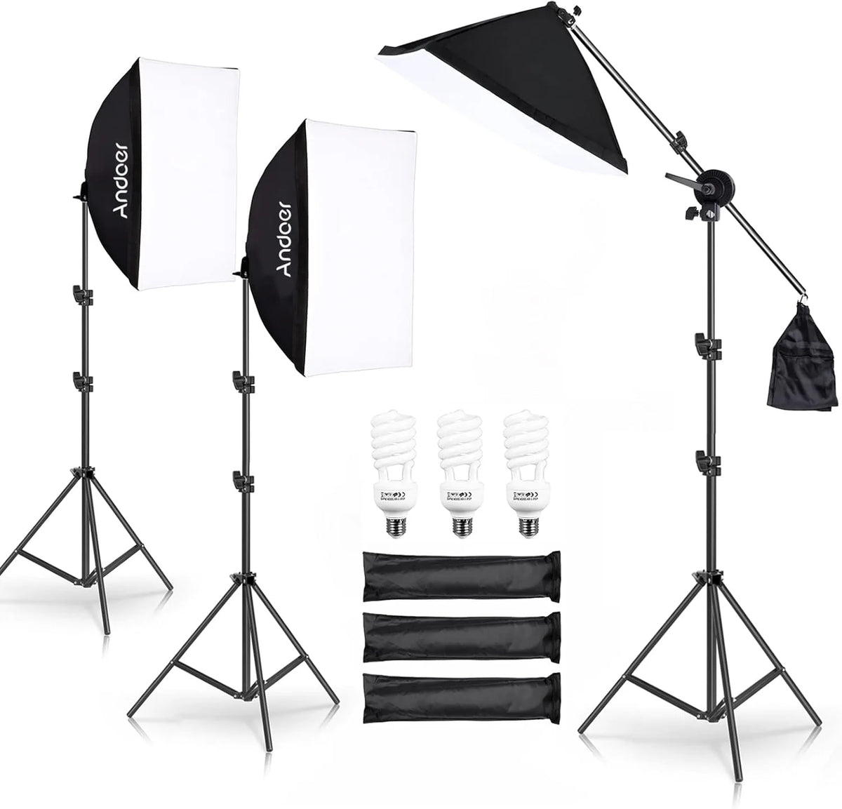 Softbox set photo studio 50 x 70 cm, continuous light studio light set E27 85 W 5500 K 2 m 