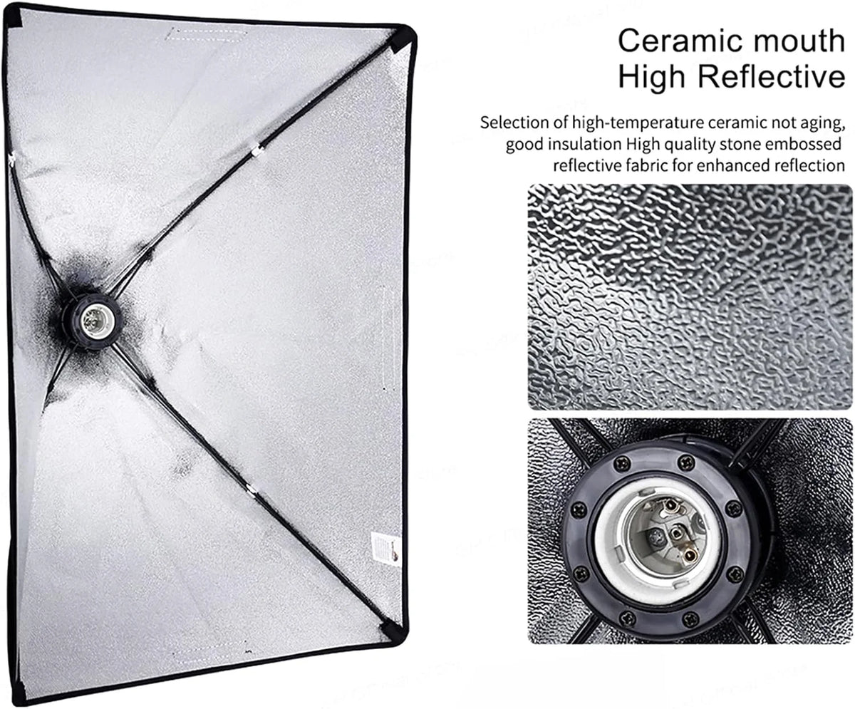Softbox set photo studio 50 x 70 cm, continuous light studio light set E27 85 W 5500 K 2 m 