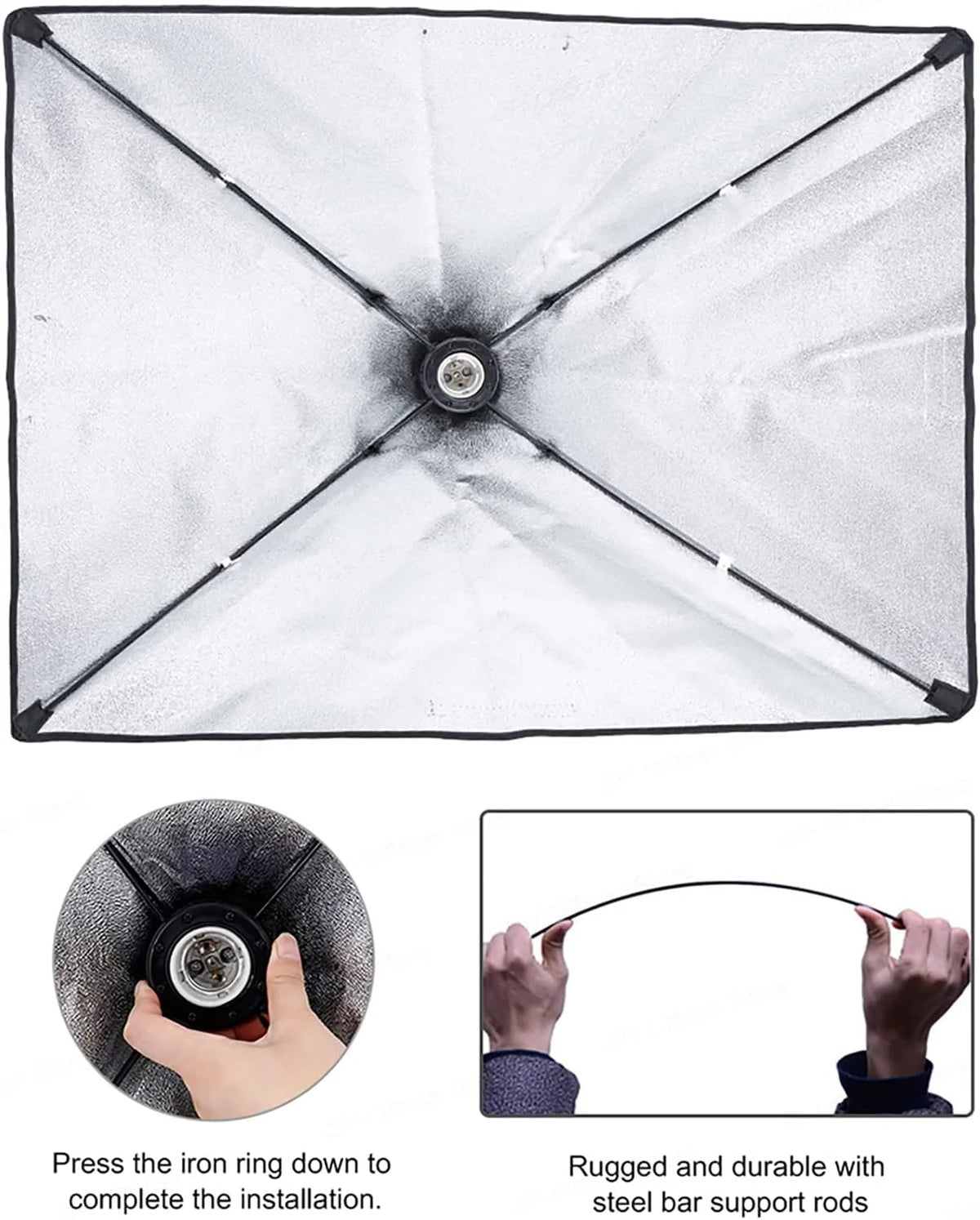 Softbox set photo studio 50 x 70 cm, continuous light studio light set E27 85 W 5500 K 2 m 