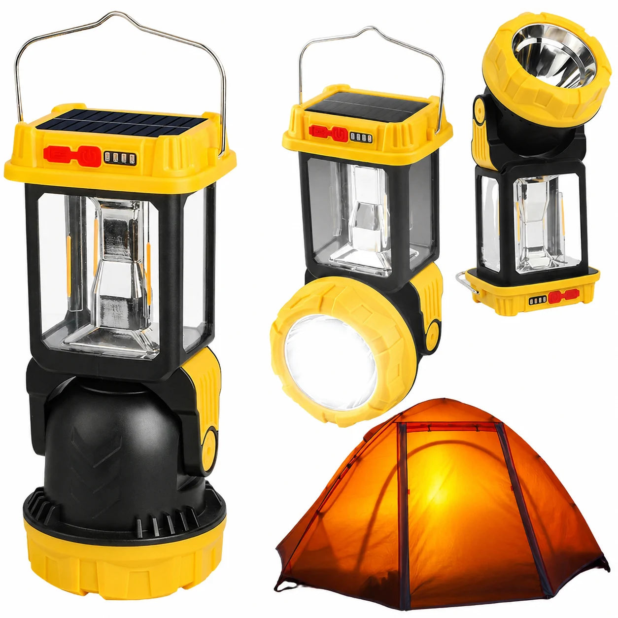 LED Solar Campinglampe mit USB & Solarpanel – Tragbare Outdoor Zeltlampe & Notlicht