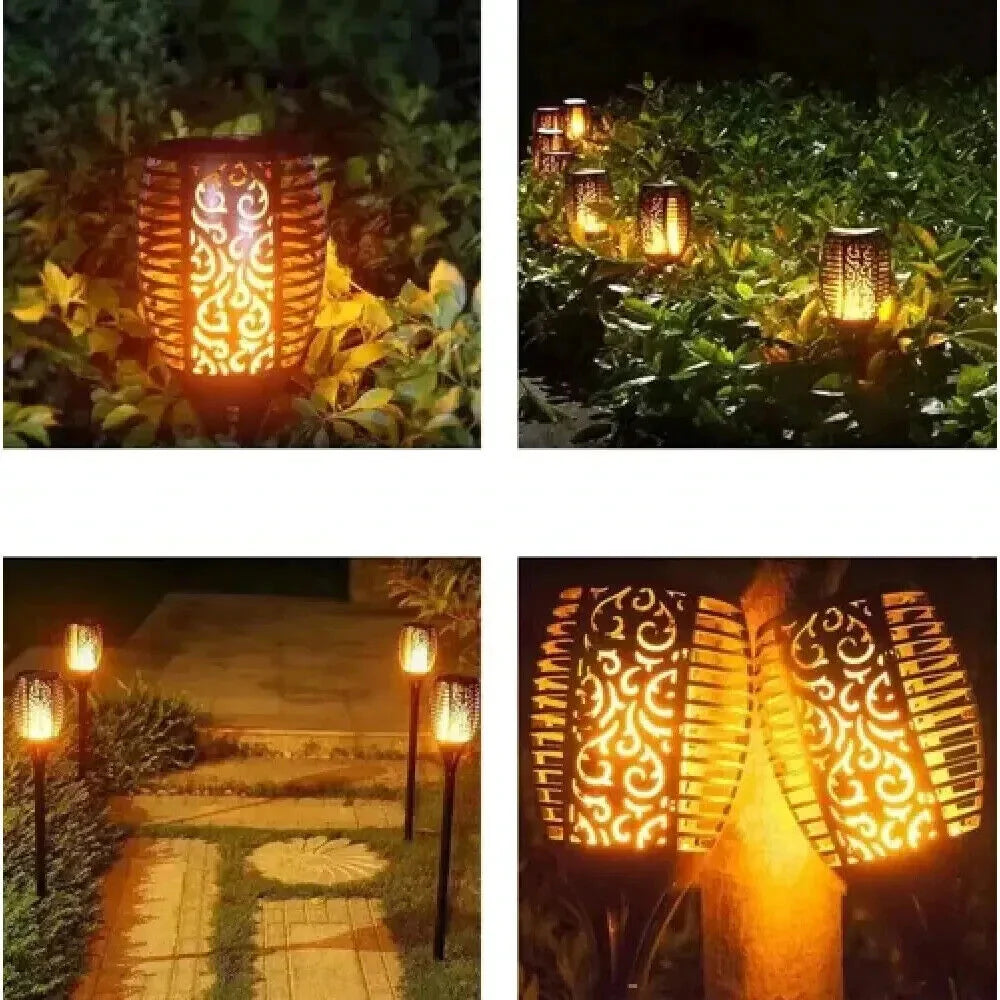 Solar lamps garden set of 4 solar lights for outdoors flame effect path light DE 