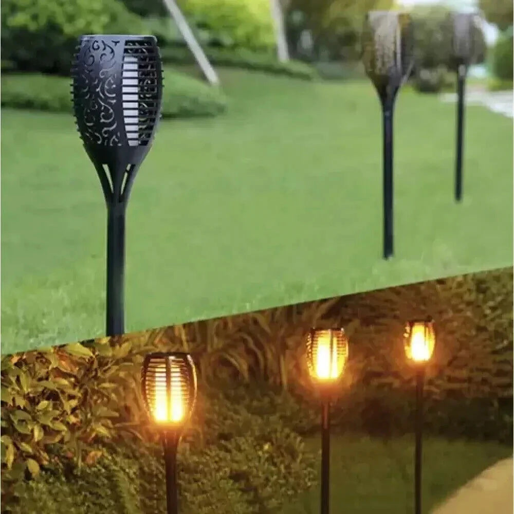 Solar lamps garden set of 4 solar lights for outdoors flame effect path light DE 