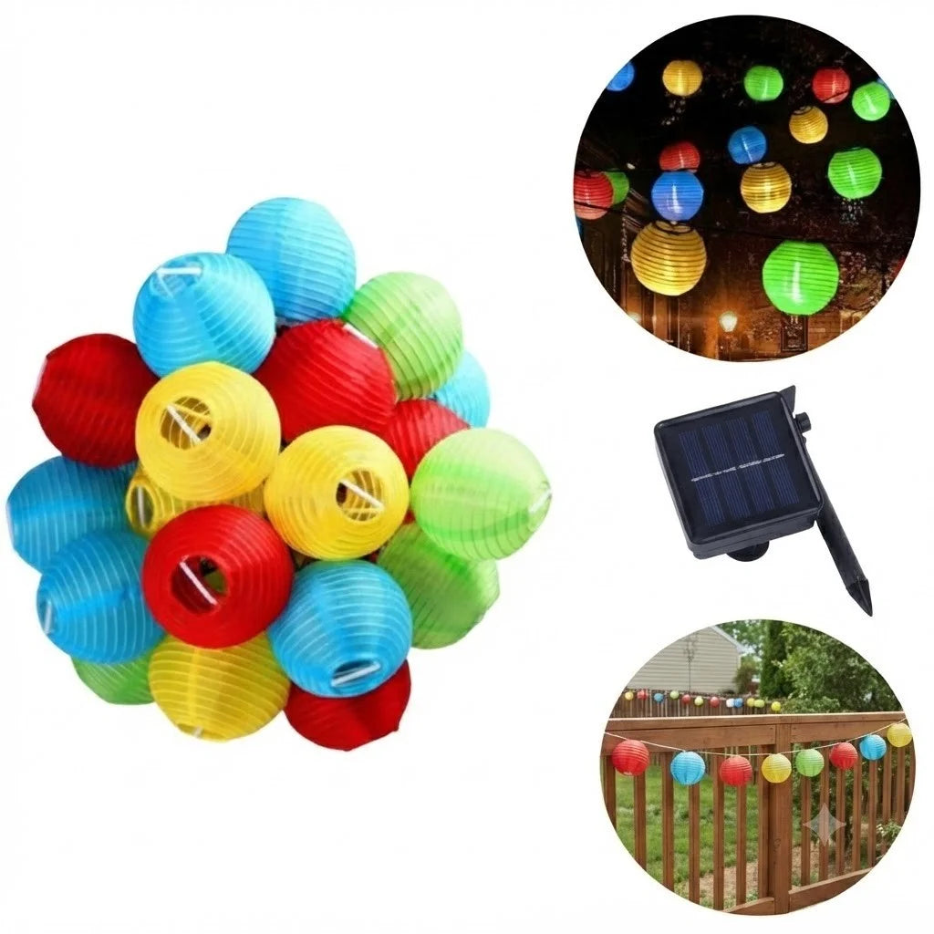 Solar Lichterkette 20 Lampions Garten Balkon Terrasse Außenbeleuchtung 330 cm