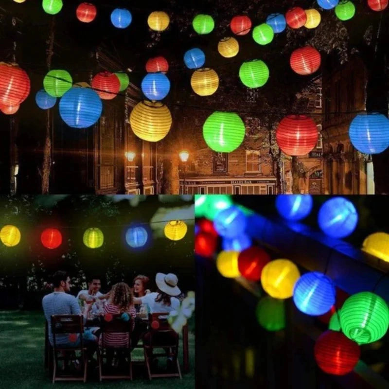 Solar Lichterkette 20 Lampions Garten Balkon Terrasse Außenbeleuchtung 330 cm