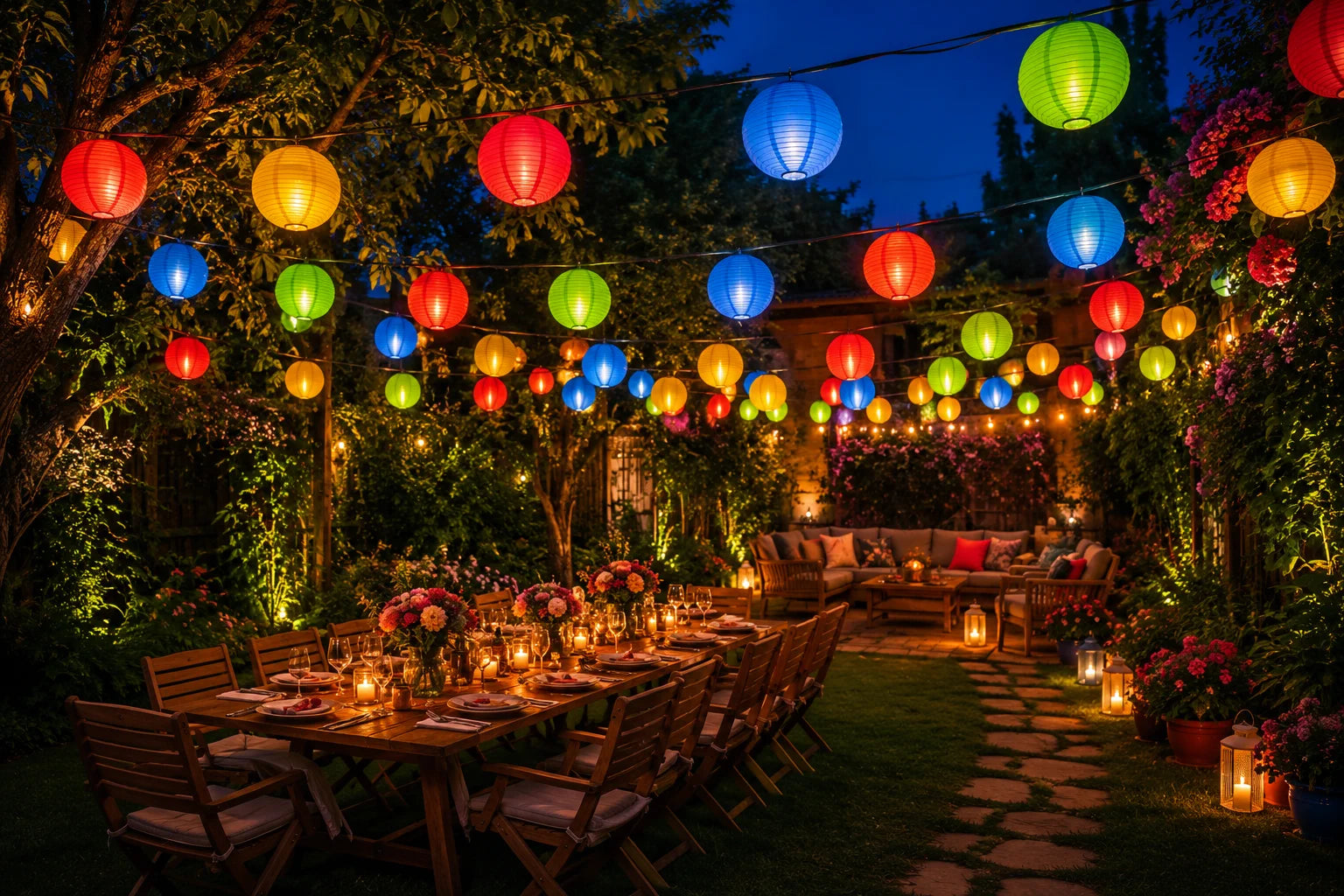 Solar Lichterkette 20 Lampions Garten Balkon Terrasse Außenbeleuchtung 330 cm