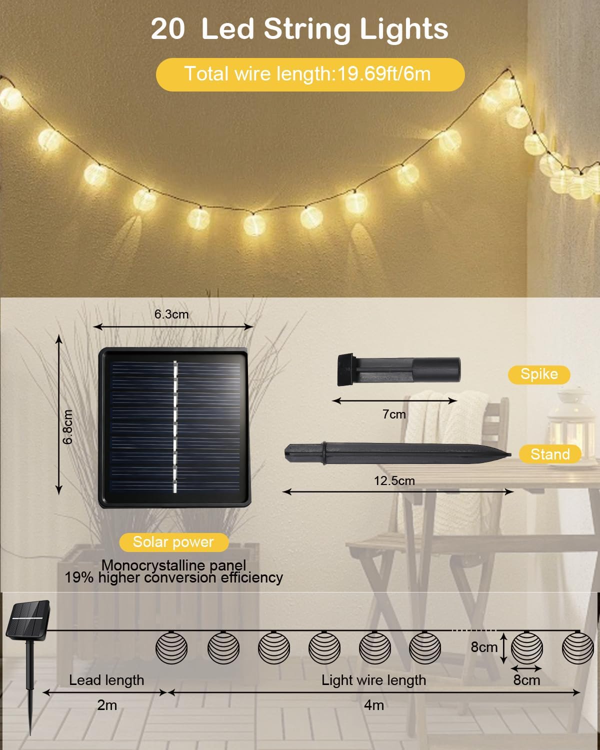 Solar Fairy Lights Outdoor Ball Lighting Garden Party Indoor Decoration Lights 30LED 