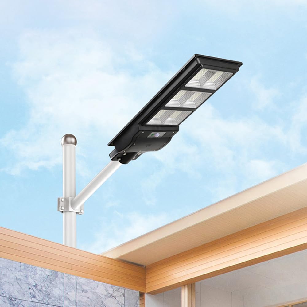 Solar Straßenlampe mit Bewegungsmelder, Fernbedienung und IP67 – LED Außenleuchte 6000K für Hof, Garage und Parkplatz