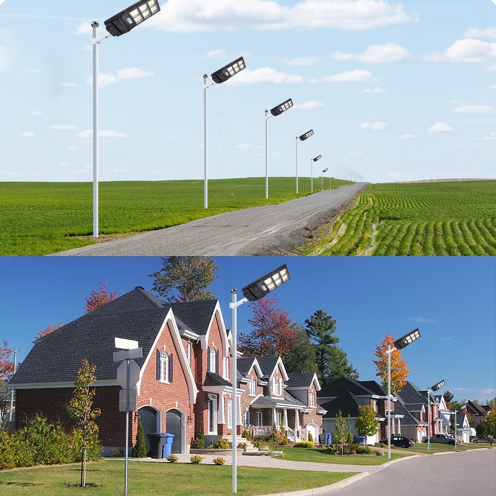 Solar Straßenlampe mit Bewegungsmelder, Fernbedienung und IP67 – LED Außenleuchte 6000K für Hof, Garage und Parkplatz