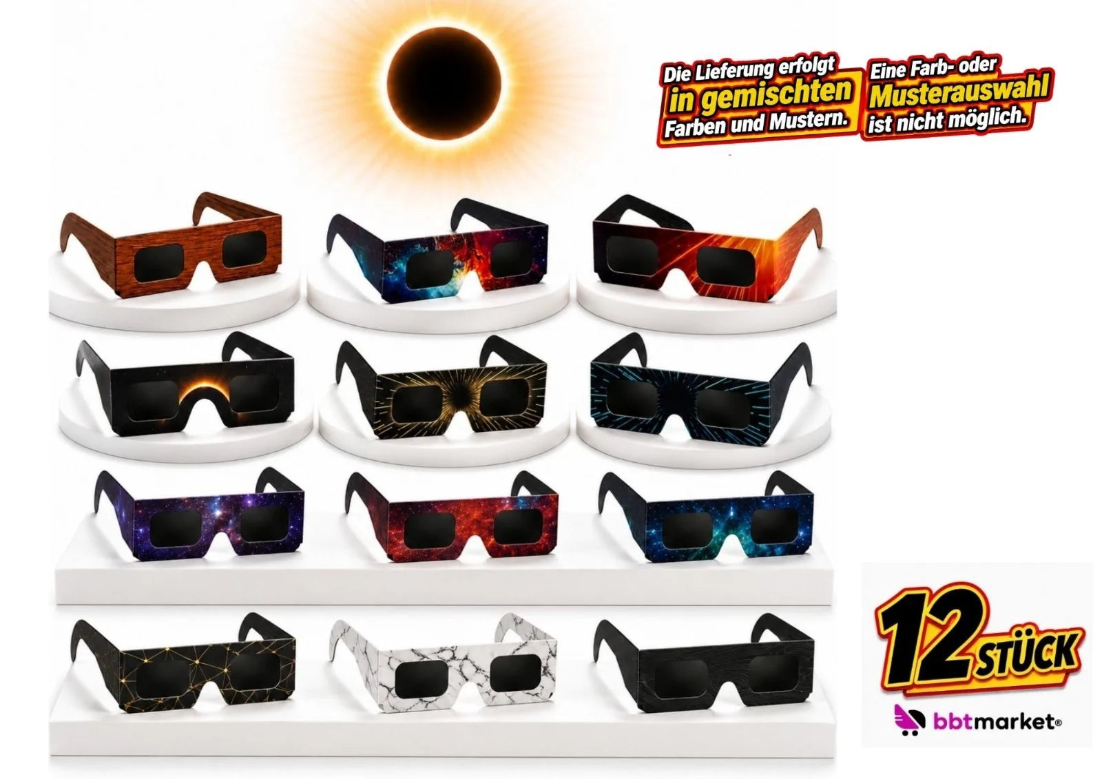 Sonnenfinsternis Brille ISO 12312-2:2015 CE 45mm Sonnenbeobachtung Schutzbrille