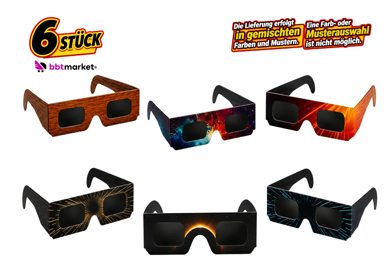 Sonnenfinsternis Brille ISO 12312-2:2015 CE 45mm Sonnenbeobachtung Schutzbrille