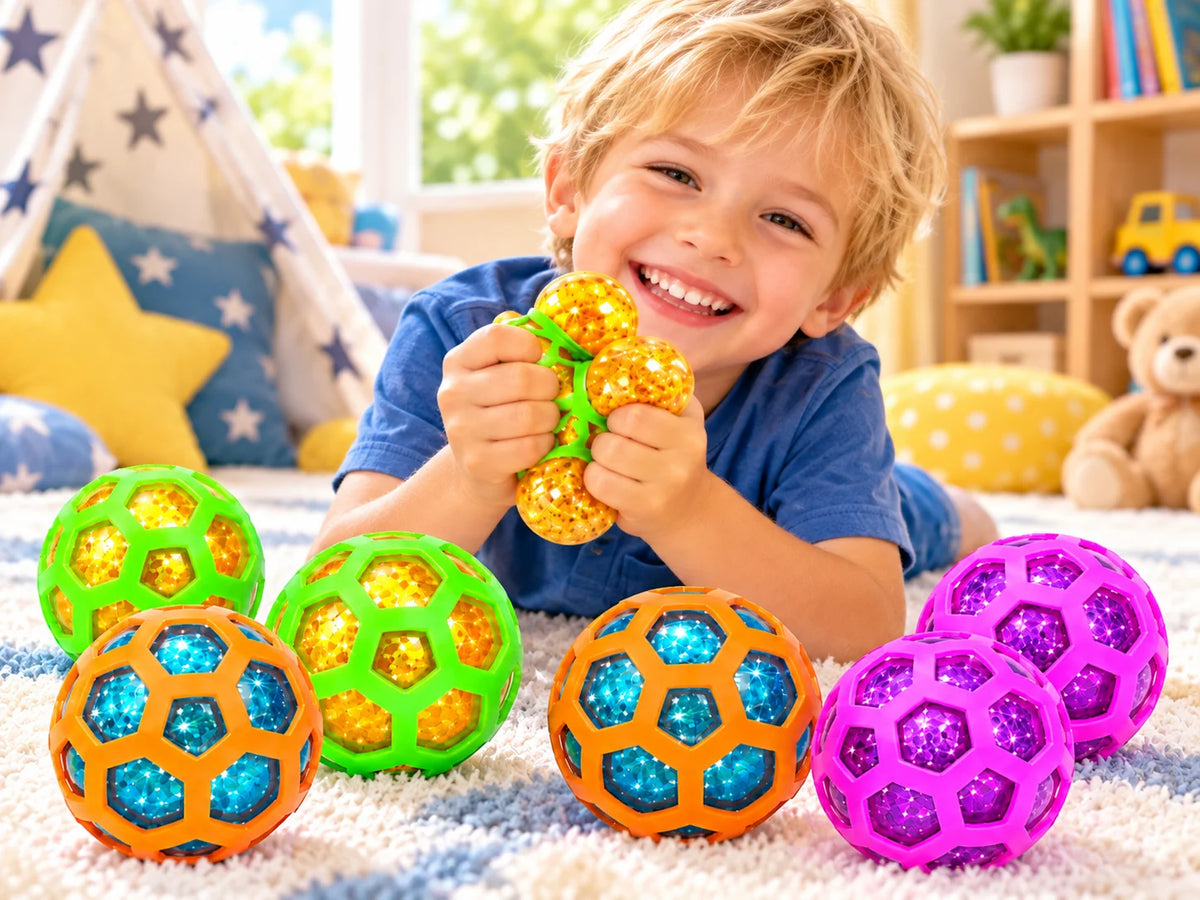 Squishy Ball Glitzer 80mm Quetschball Stressball Fidget Toy 1/3 Stück