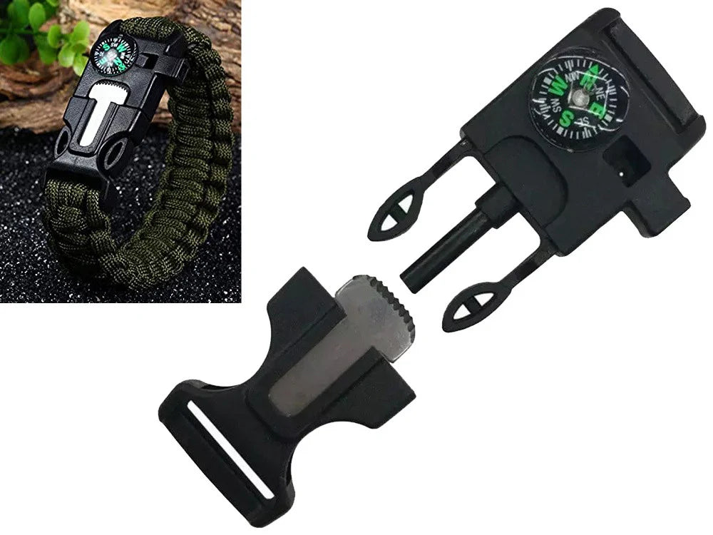 Survival Armband 5in1 mit Paracord, Kompass, Feuerstarter & Pfeife – Outdoor Notfallarmband für Camping, Wandern und Trekking