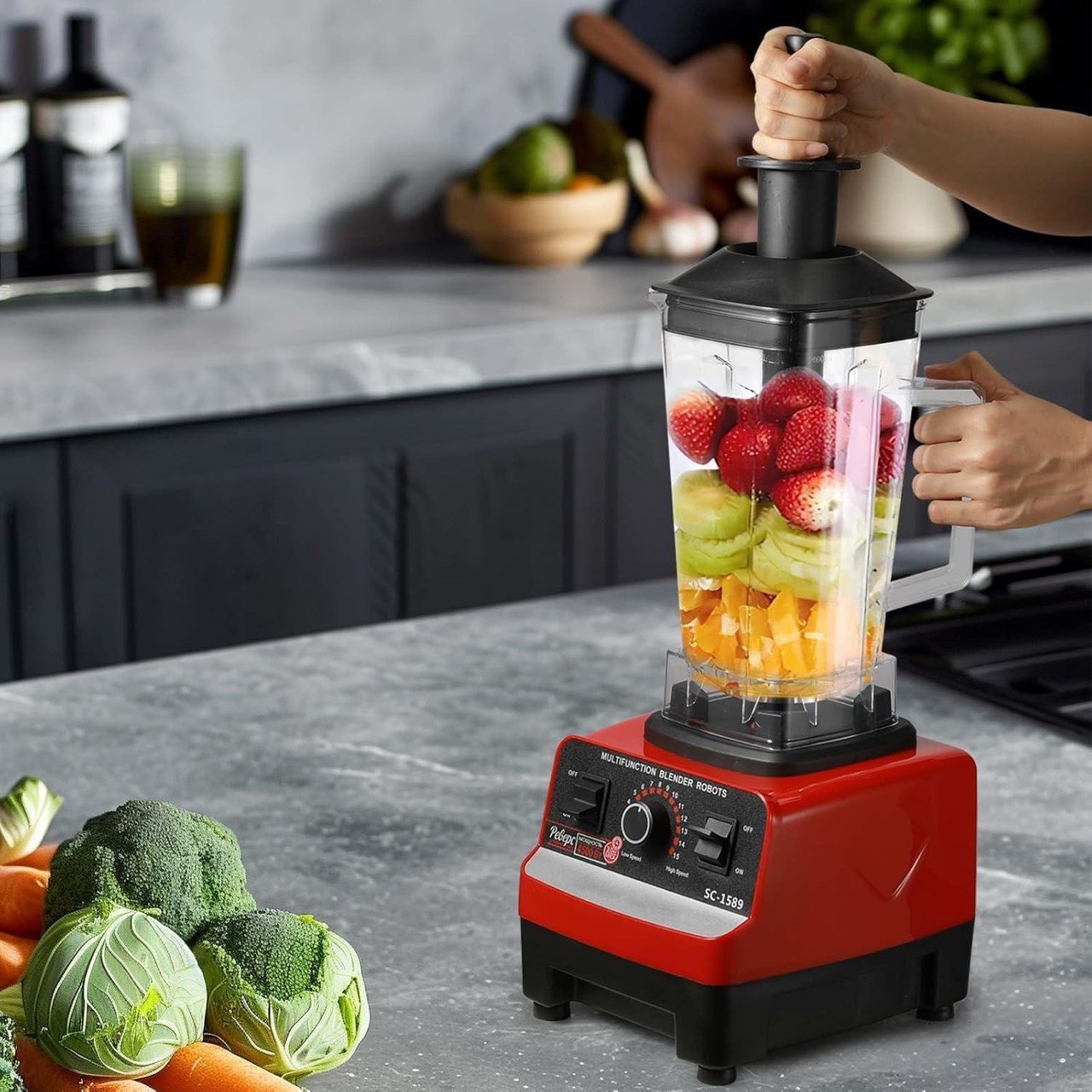 Standmixer 2000W 2L Smoothie Mixer Profi Blender Eiscrusher 6 Stufen BPA Frei