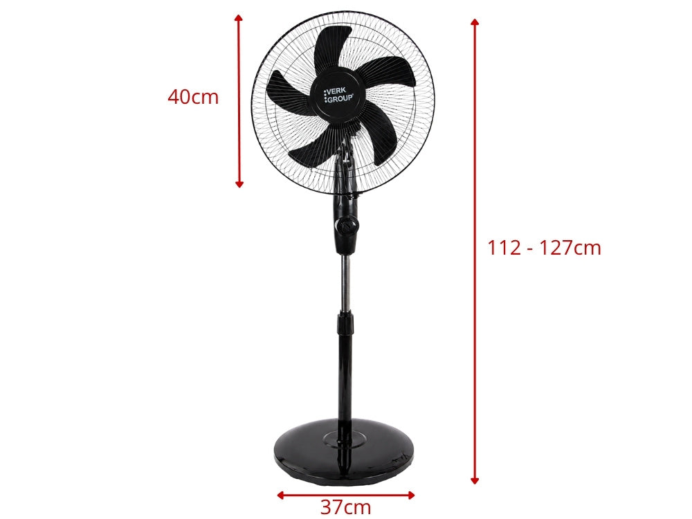 Standventilator 16 Zoll 40W mit Oszillation – Höhenverstellbarer Bodenventilator Weiß (40 cm)