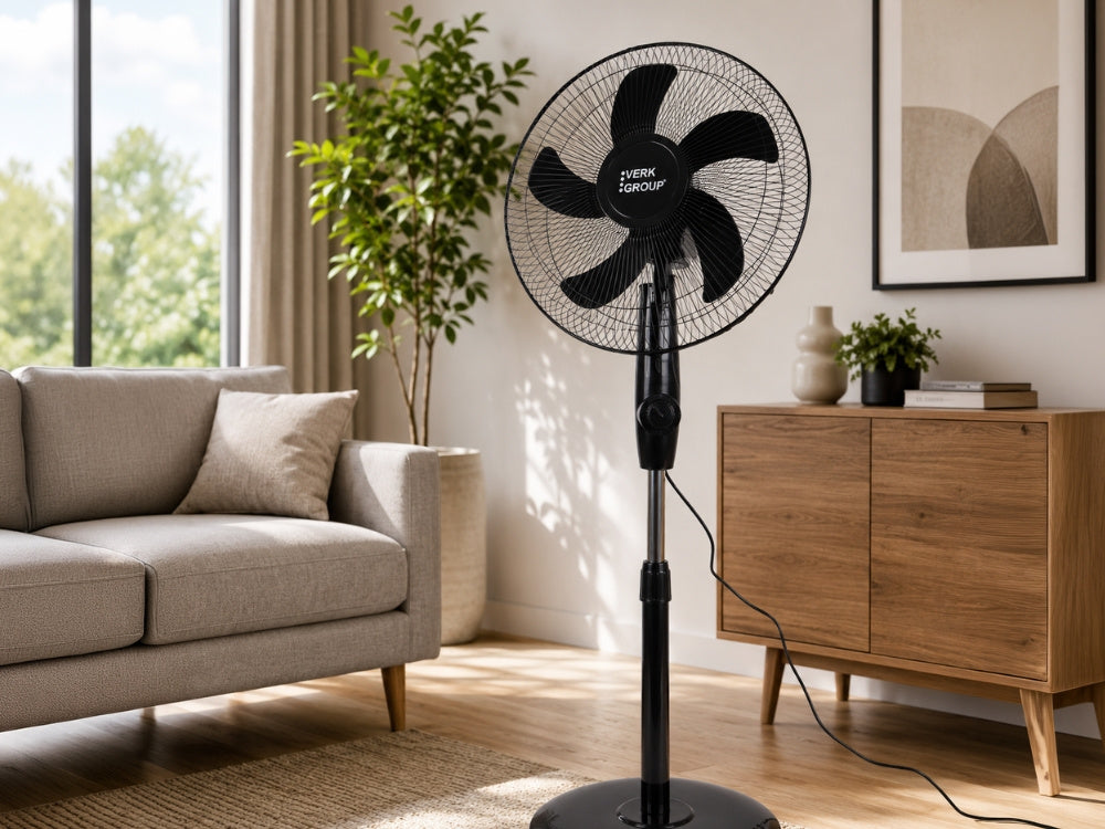 Standventilator 16 Zoll 40W mit Oszillation – Höhenverstellbarer Bodenventilator Weiß (40 cm)