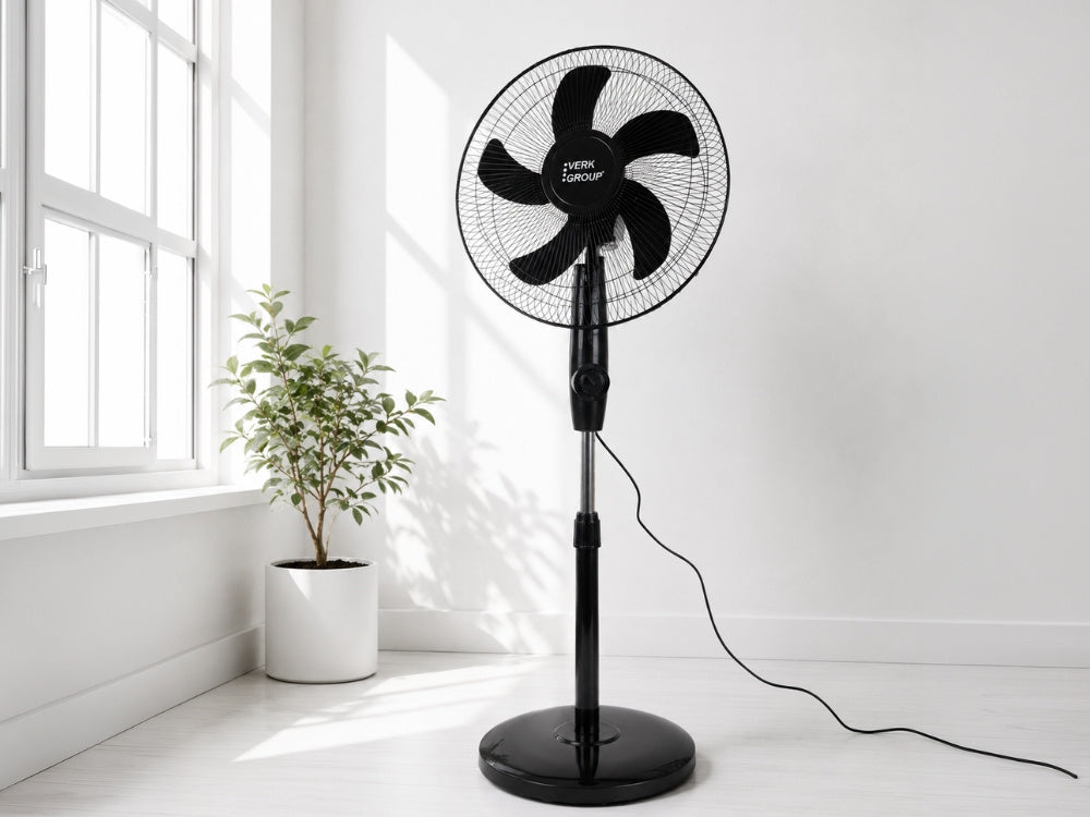 Standventilator 16 Zoll 40W mit Oszillation – Höhenverstellbarer Bodenventilator Weiß (40 cm)