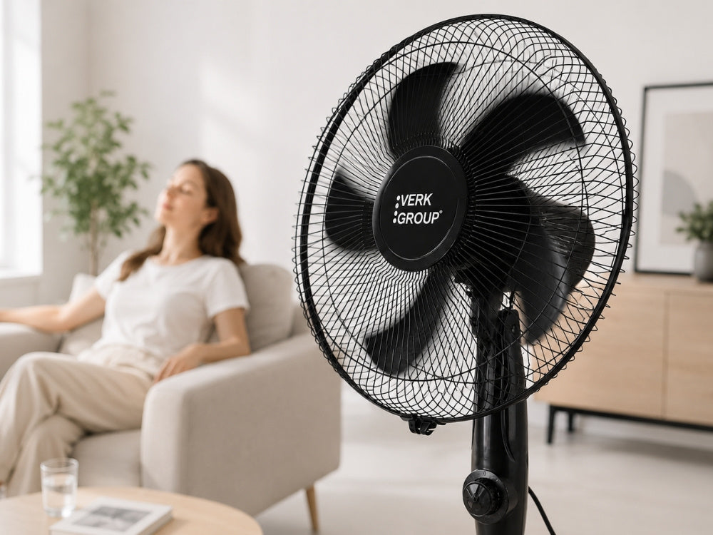 Standventilator 16 Zoll 40W mit Oszillation – Höhenverstellbarer Bodenventilator Weiß (40 cm)