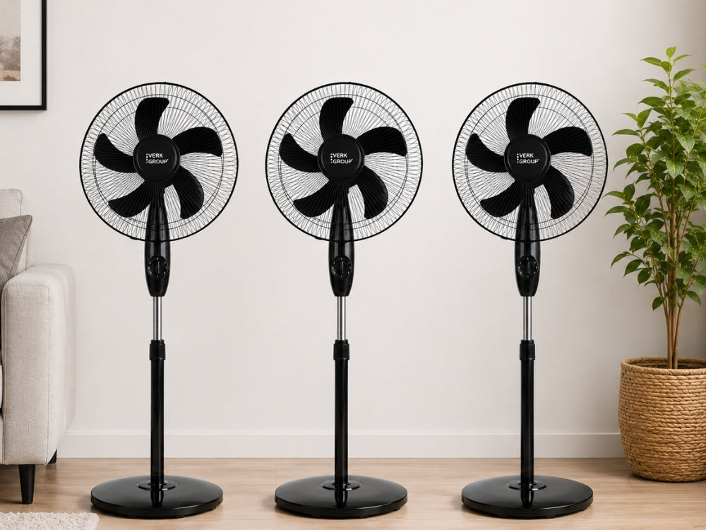 Standventilator 16 Zoll 40W mit Oszillation – Höhenverstellbarer Bodenventilator Weiß (40 cm)