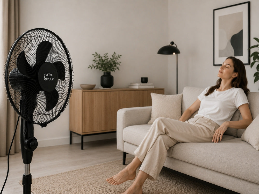 Standventilator 16 Zoll 40W mit Oszillation – Höhenverstellbarer Bodenventilator Weiß (40 cm)