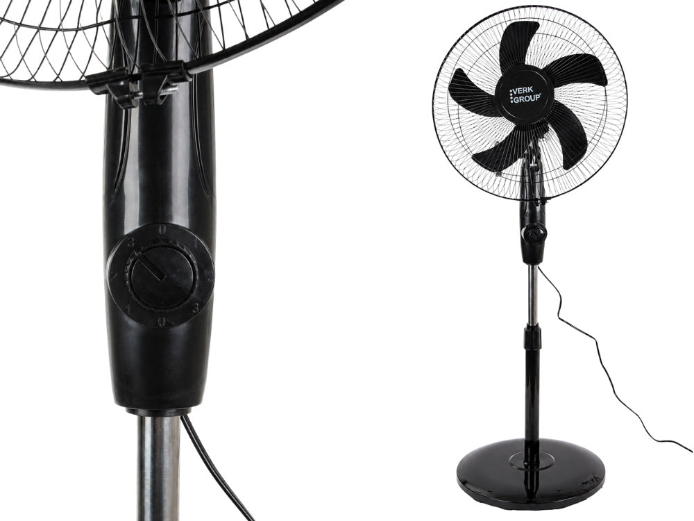Standventilator 16 Zoll 40W mit Oszillation – Höhenverstellbarer Bodenventilator Weiß (40 cm)