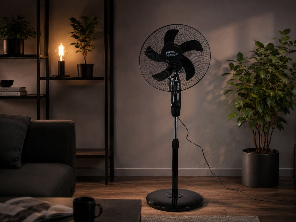 Standventilator 16 Zoll 40W mit Oszillation – Höhenverstellbarer Bodenventilator Weiß (40 cm)