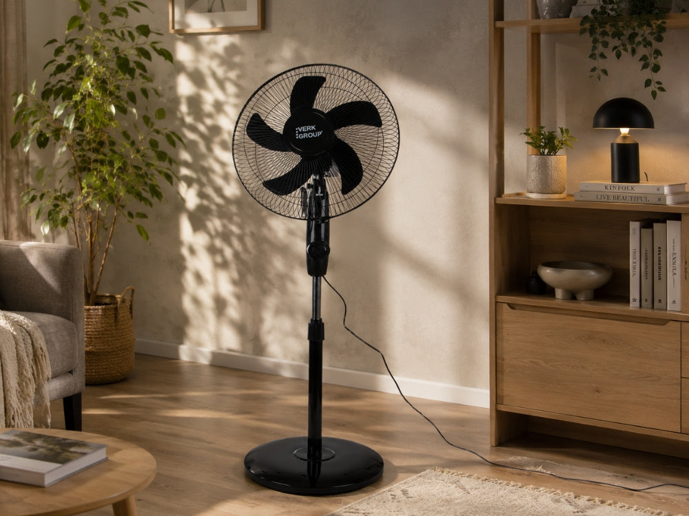 Standventilator 16 Zoll 40W mit Oszillation – Höhenverstellbarer Bodenventilator Weiß (40 cm)