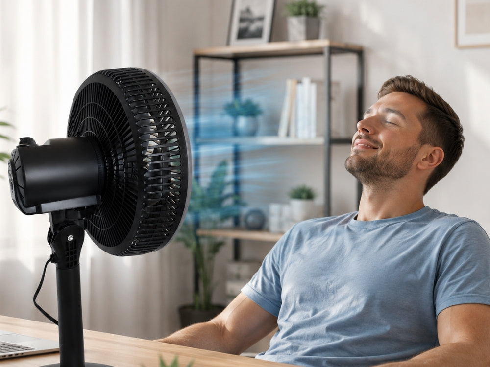 Standventilator 75W mit Oszillation – Höhenverstellbarer Ventilator mit 7 Flügeln bis 115 cm