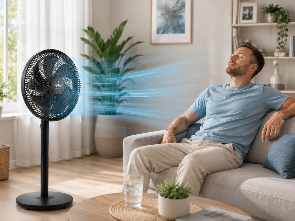 Standventilator 75W mit Oszillation – Höhenverstellbarer Ventilator mit 7 Flügeln bis 115 cm