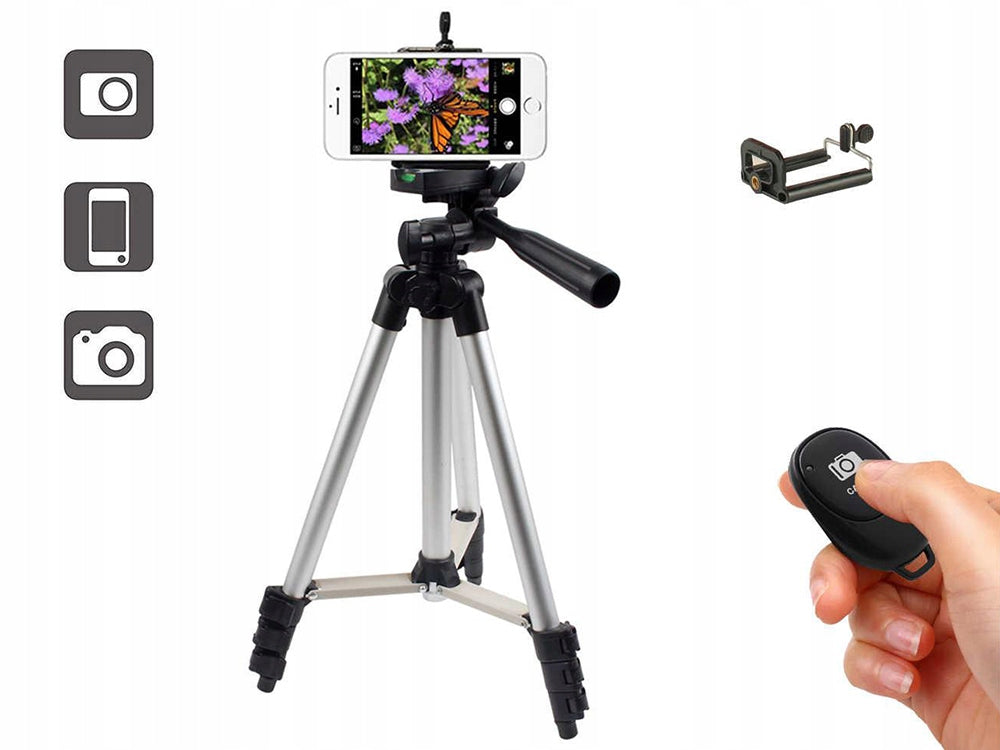 Handy Stativ Tripod mit Bluetooth Fernbedienung – 4in1 Smartphone Halter 100cm