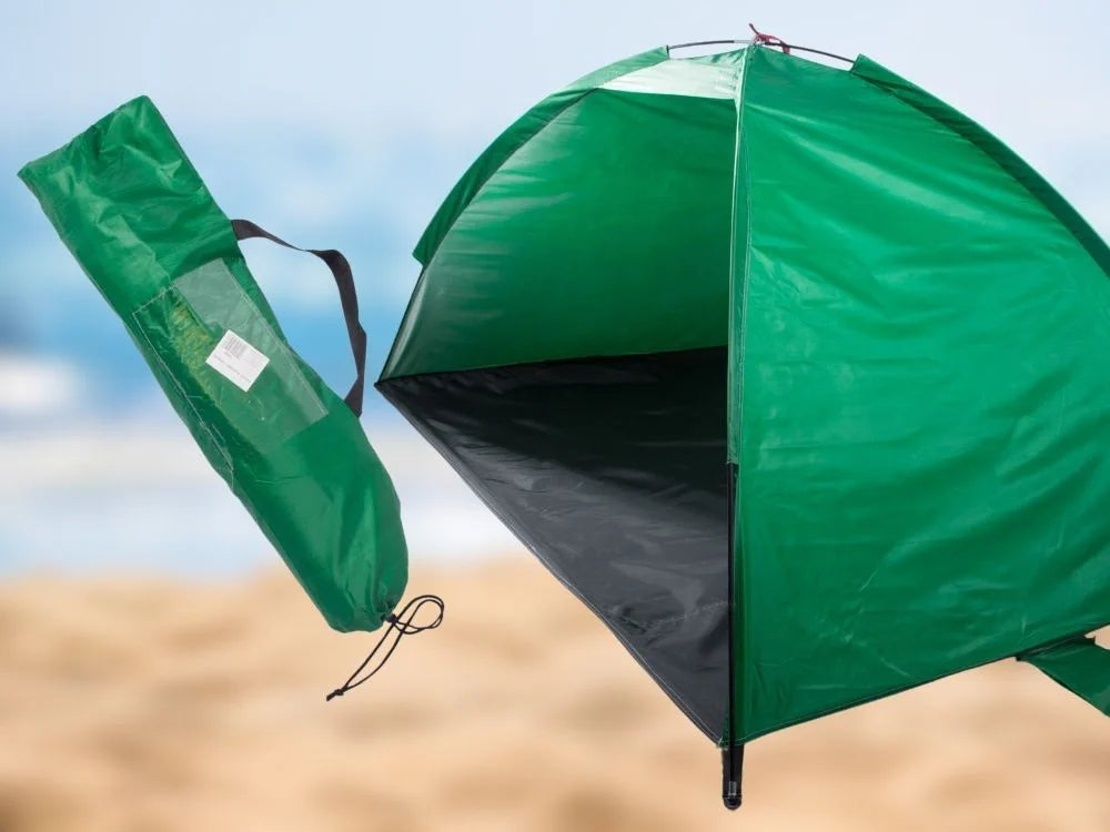 Strandzelt UV-Schutz Pop Up Strandmuschel Halboffen Garten Camping Grün