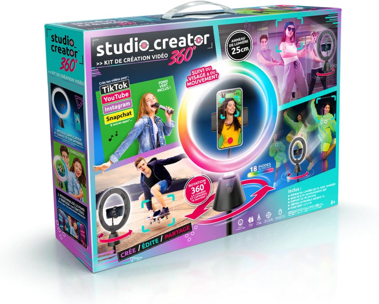 10 Zoll LED Ringlicht mit Stativ & Motion Tracking | Komplett-Set für TikTok, YouTube & Selfies | Smartes Videomaker Set mit Fernbedienung & Greenscreen