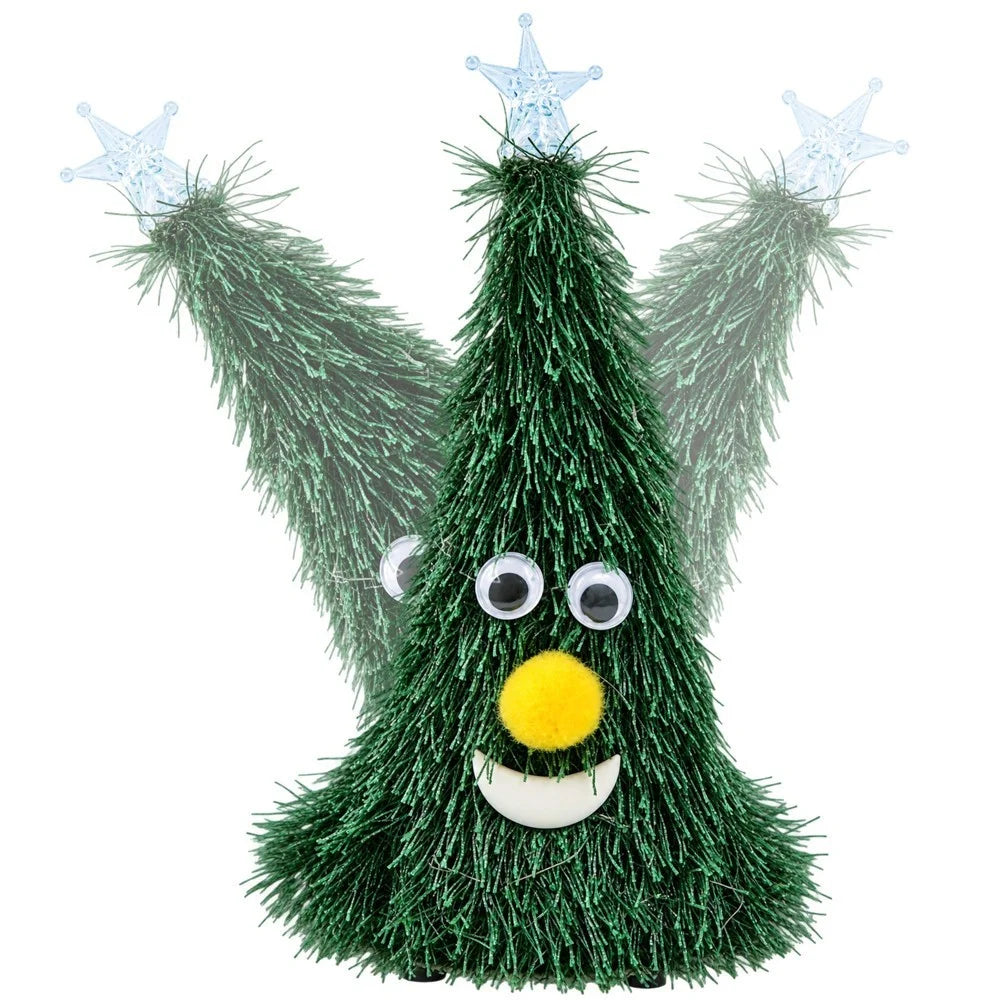 Tanzender Weihnachtsbaum 17 cm mit Musik & Licht – Jingle Bells Weihnachtsdeko mit leuchtendem Stern