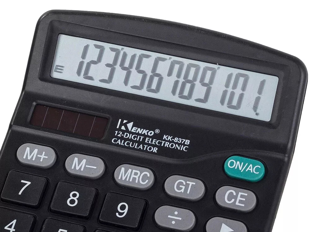 Großer Solar-Tischrechner mit 12-stelligem Display – Bürorechner mit Batterie   BBT3233