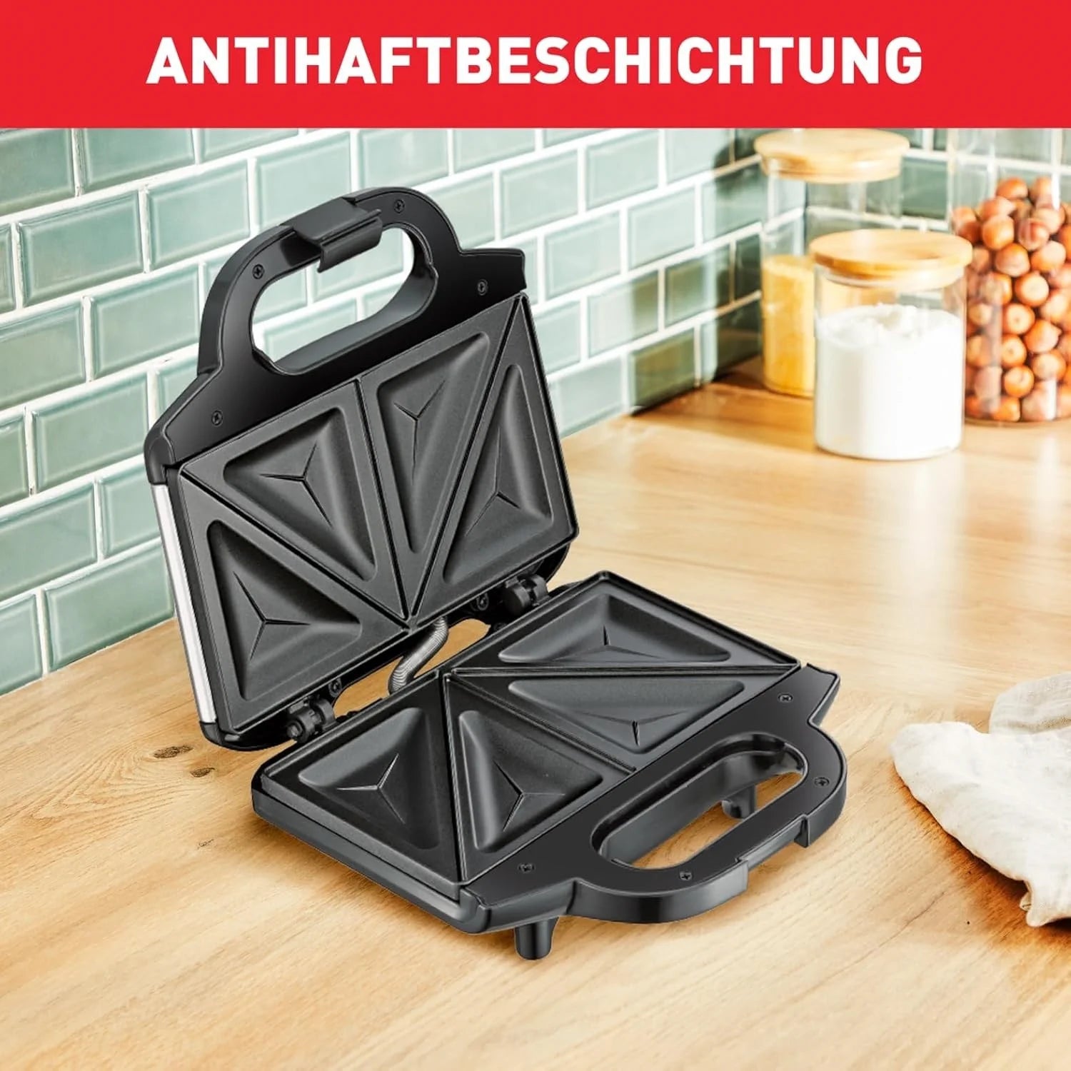 Tefal Sandwichmaker mit Antihaft-Platten – Sandwichtoaster für Dreieck-Toasts mit Kontrollleuchte