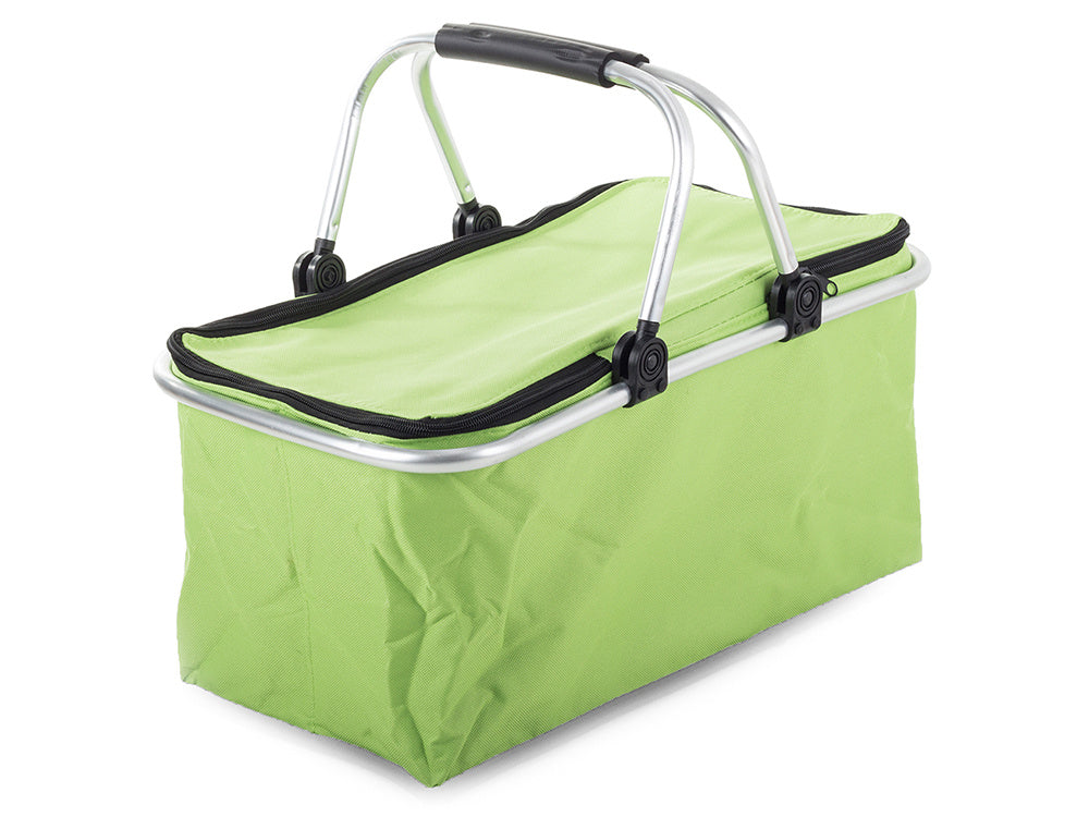 Thermo Einkaufskorb Faltbar 48x28x22cm – Isolierter Picknickkorb mit Reißverschluss & Alurahmen