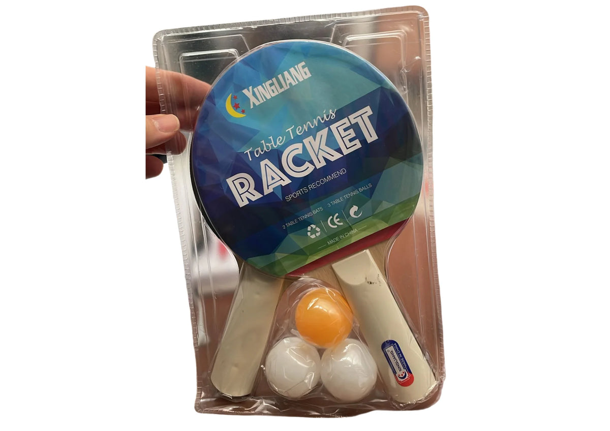 Tischtennis Set mit 2 Schlägern und 3 Bällen – Ping Pong Freizeit Spielset