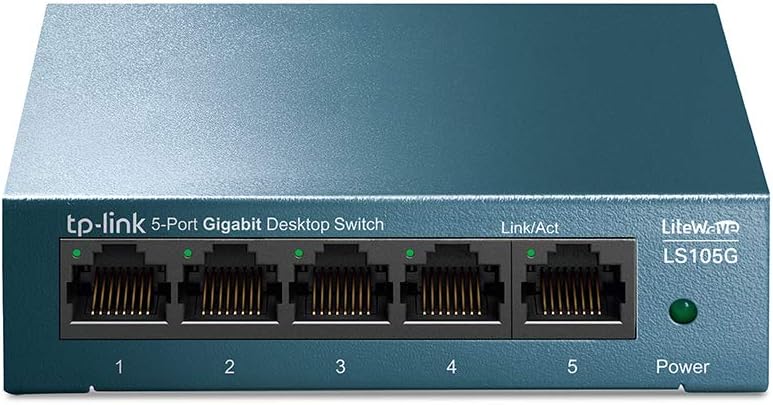 TP-Link LS105G 5-Port Gigabit Switch – Metallgehäuse lüfterlos Plug & Play