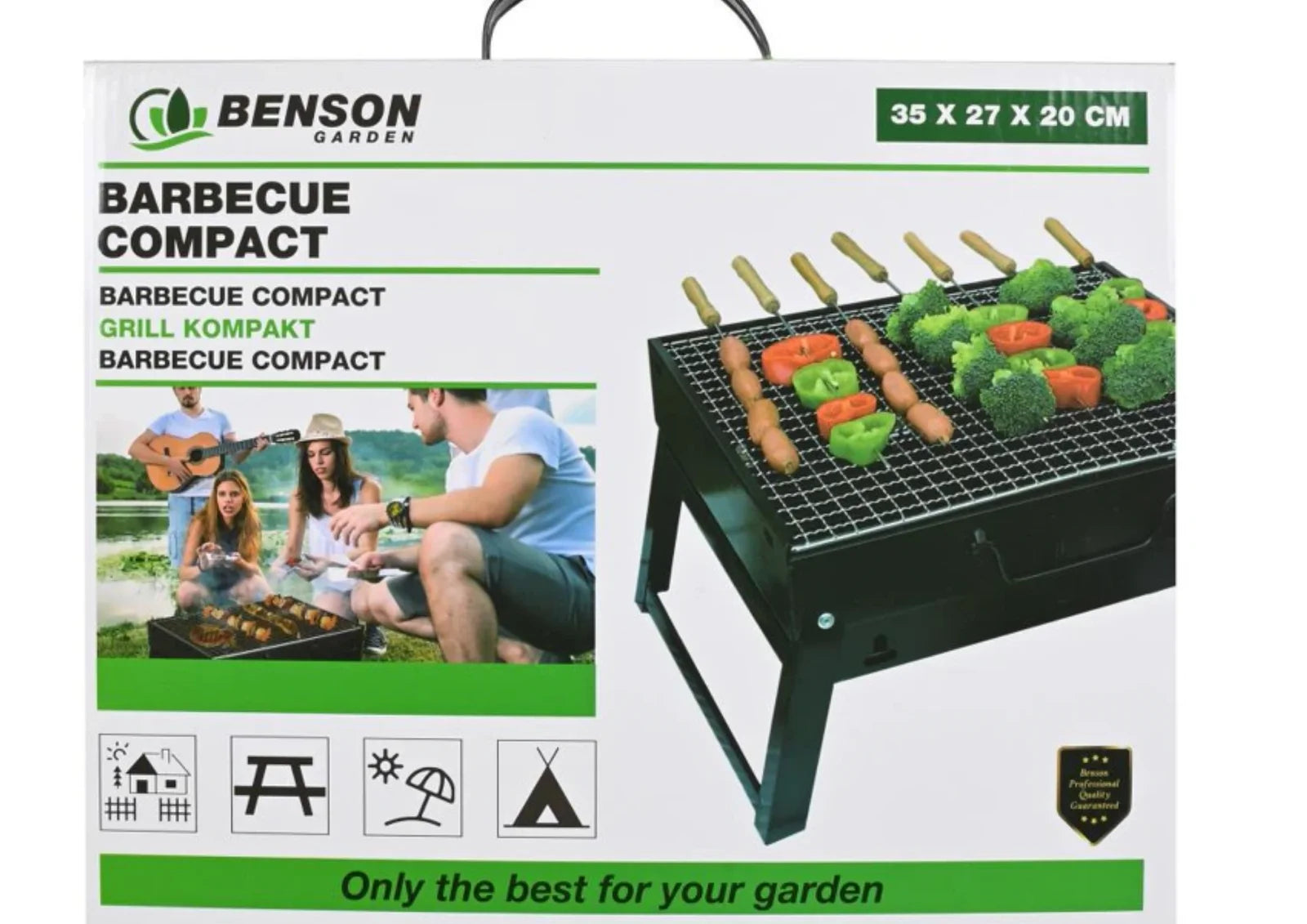 Tragbarer Holzkohlegrill Campinggrill Tischgrill BBQ Grill 35x27x20cm