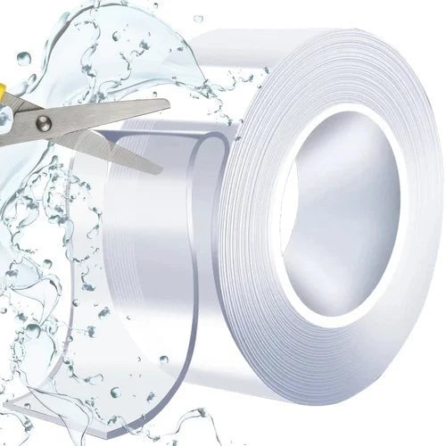 Transparentes Nano Klebeband 1 m – Doppelseitiges, waschbares und wiederverwendbares Montageband