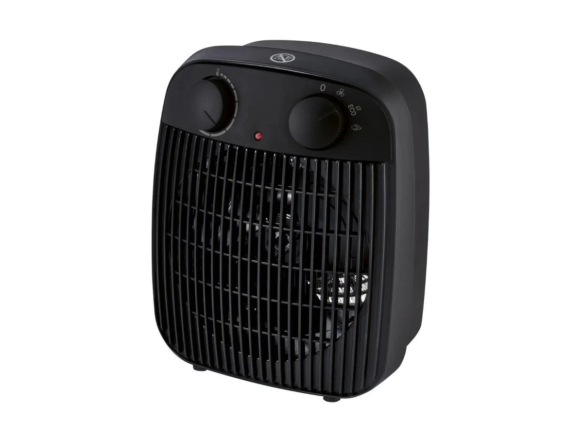 TRONIC Heizlüfter 2000W Schwarz 2 Stufen Thermostat Ventilator Kippschutz
