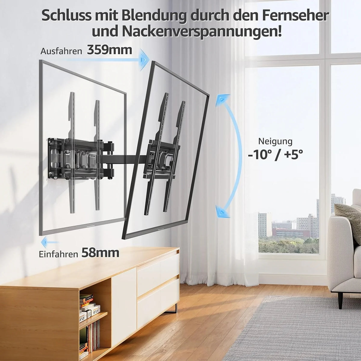 TV Wandhalterung 26–70 Zoll – schwenkbar & neigbar, VESA bis 400x400 mm, bis 45 kg