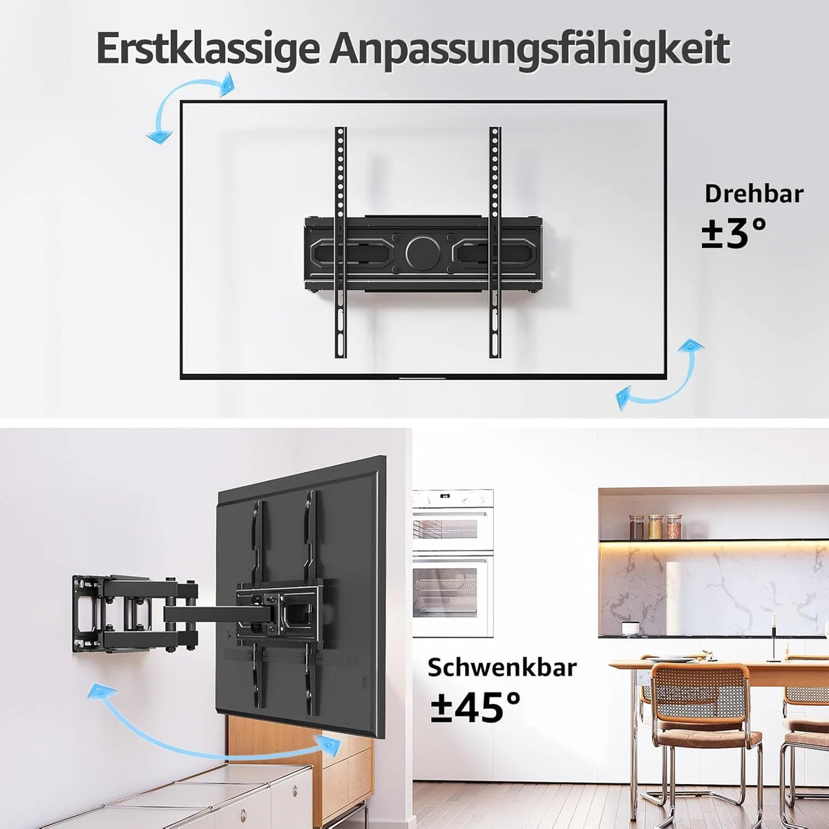 TV Wandhalterung 26–70 Zoll – schwenkbar & neigbar, VESA bis 400x400 mm, bis 45 kg