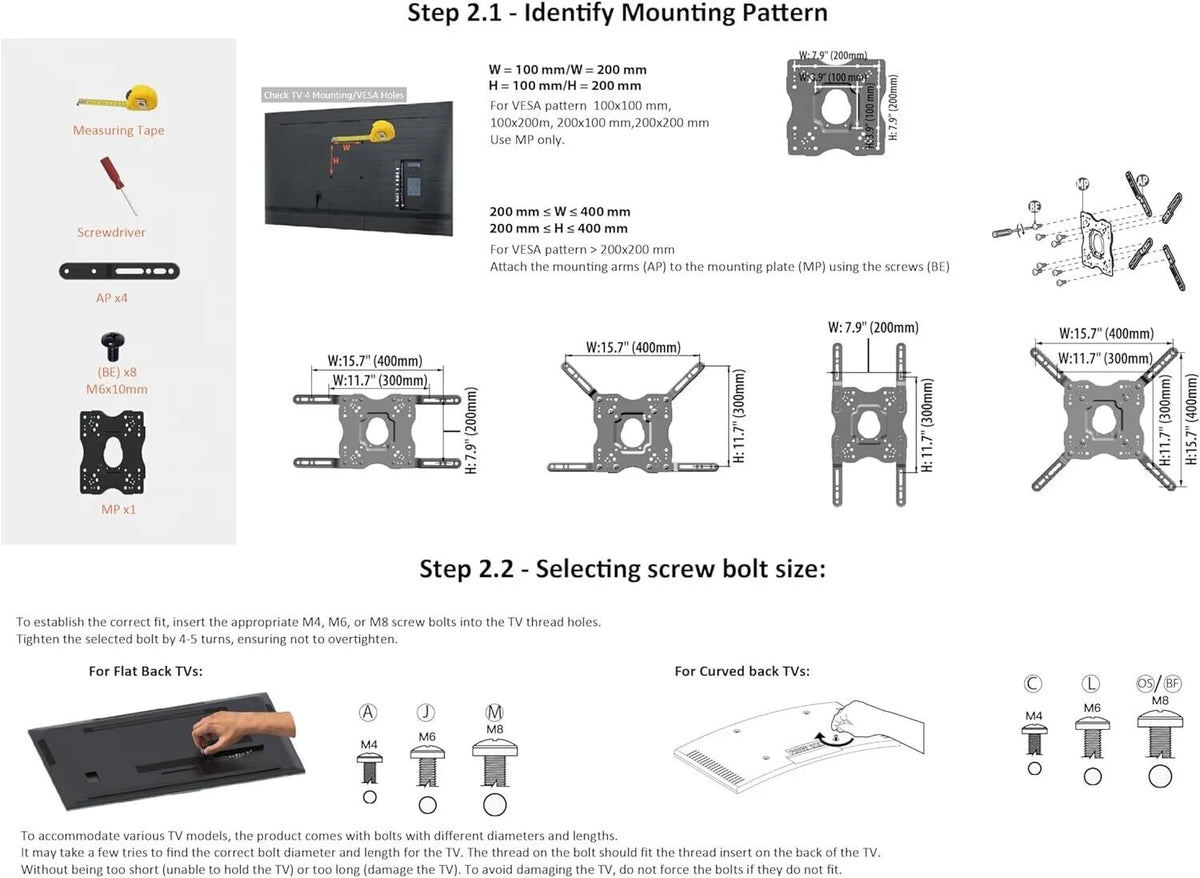 TV Wandhalterung 26–55 Zoll – schwenkbar & neigbar, VESA bis 400x400 mm, bis 36,3 kg